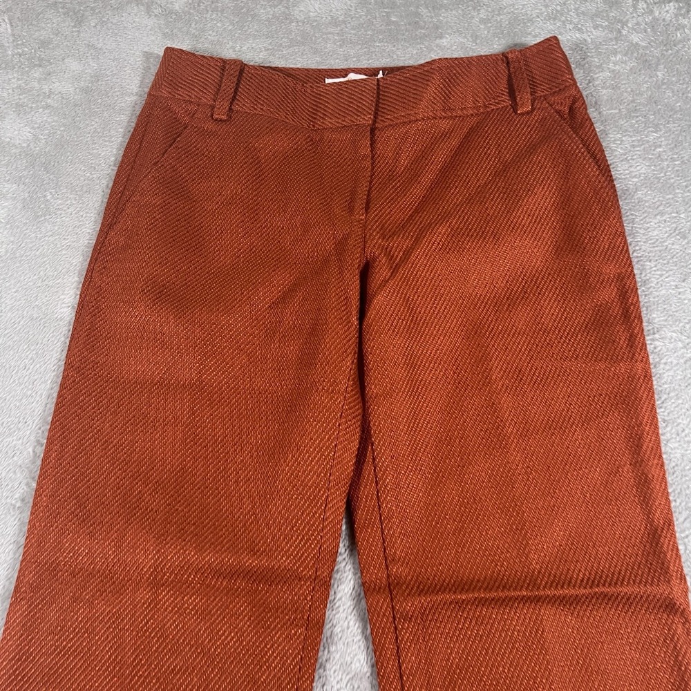 Tory Burch Pants Womens 4 Rust Orange Straight Leg Textured Dress Trouser